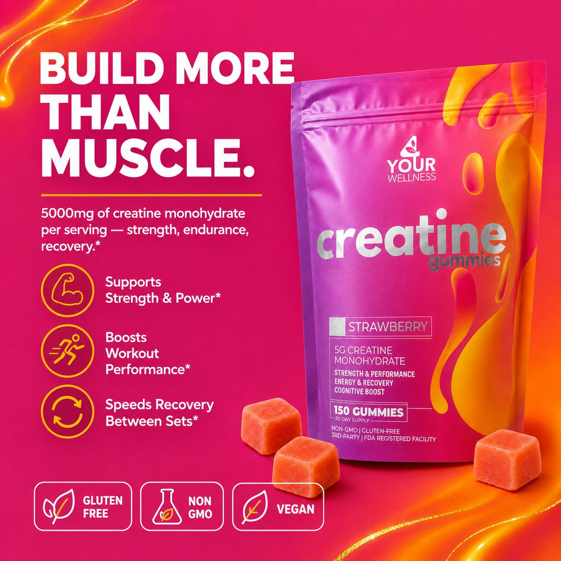 Vegan Creatine Gummies for Workouts and Muscle Building